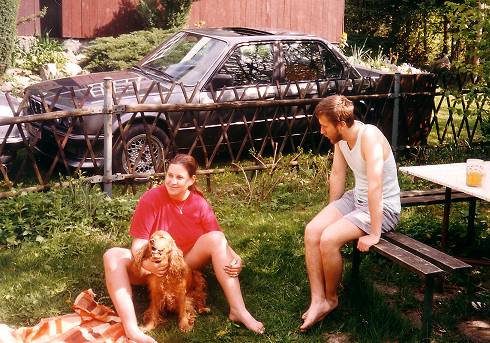 foto č. 005 - Lenka, Radek a Denny na chatě

