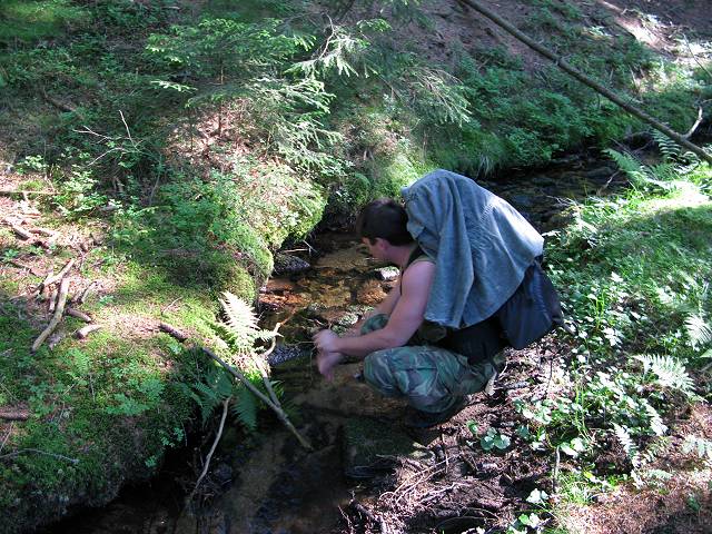 foto č. 024 - Vašek se osvěžuje v potoku.
