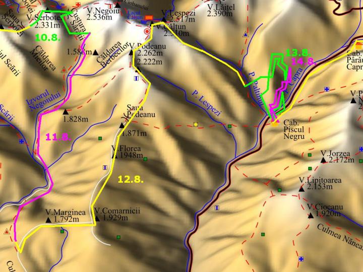 foto č. 050 - Žlutě značená páteční trasa po bočním hřebenu zvaném Mt. Florea.
